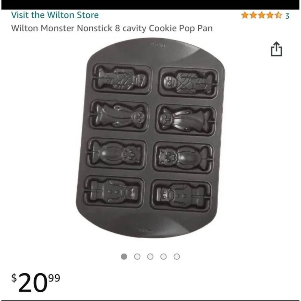 Wilton Halloween Pops Cookie Pan 8 Cake‎ Pops Mummy, Vampire, Alien, Dracula